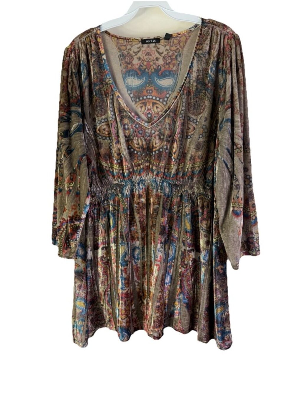 Vintage Y2K Velour Velvet Rainbow Baby Doll Top Shirt Fairy Grunge